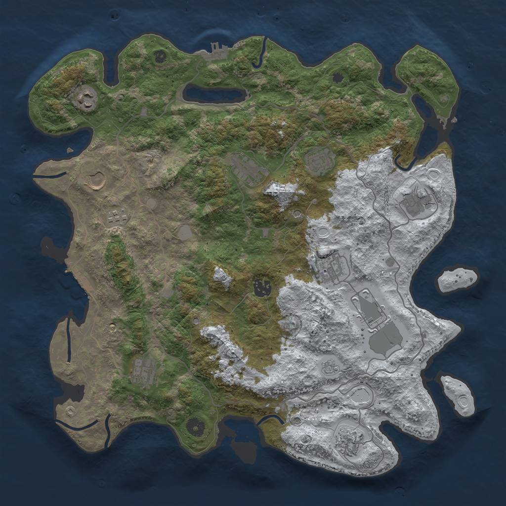 Rust Map: Procedural Map, Size: 4096, Seed: 2233, 20 Monuments