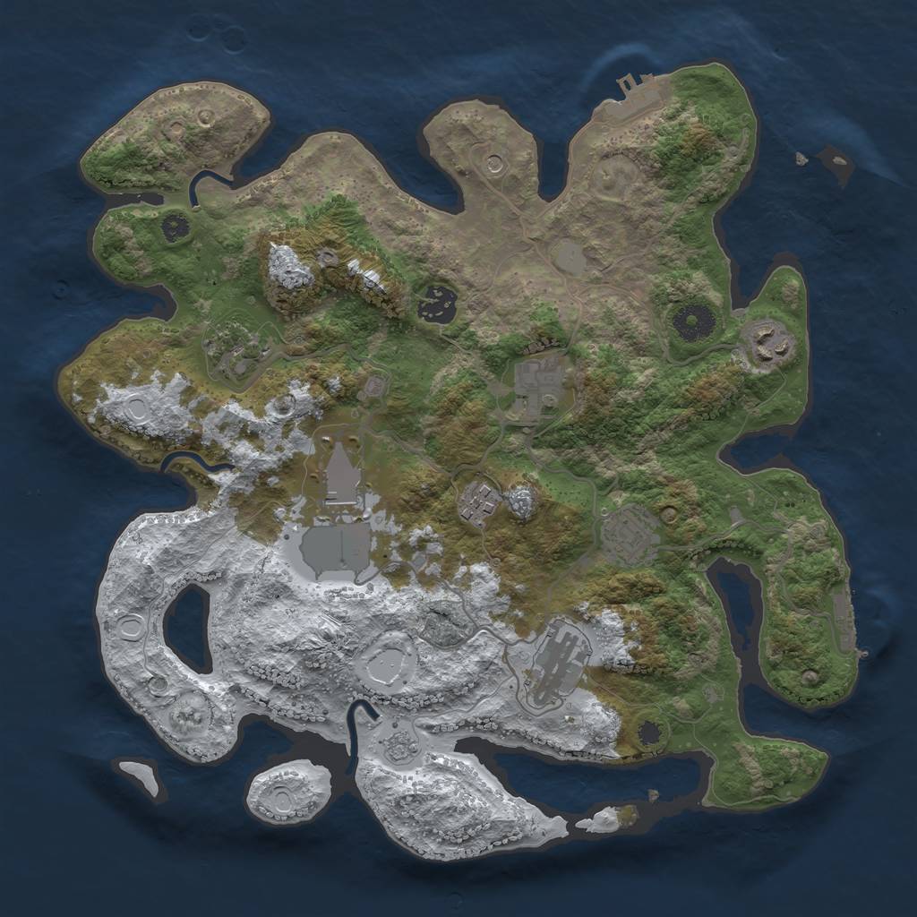 Rust Map: Procedural Map, Size: 3500, Seed: 1840, 17 Monuments