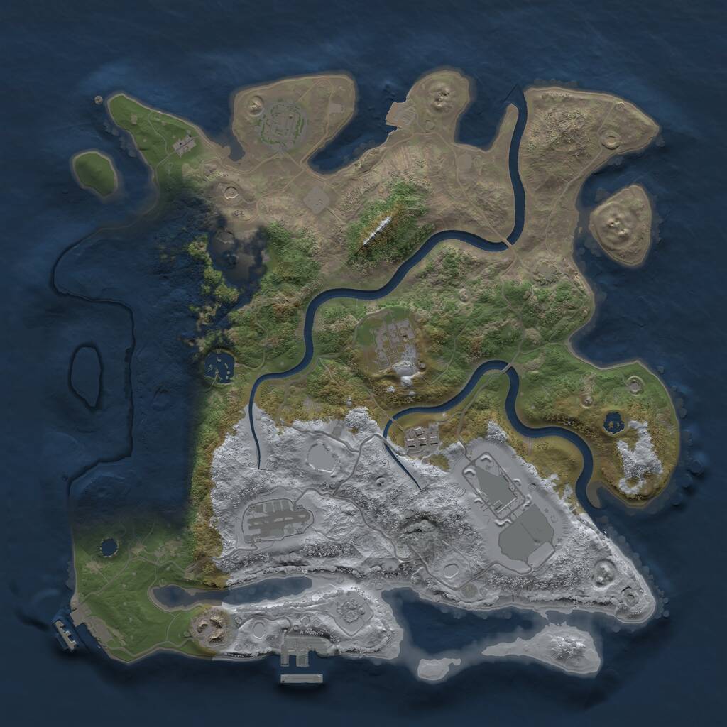 Rust Map: Procedural Map, Size: 3500, Seed: 1904726461, 14 Monuments