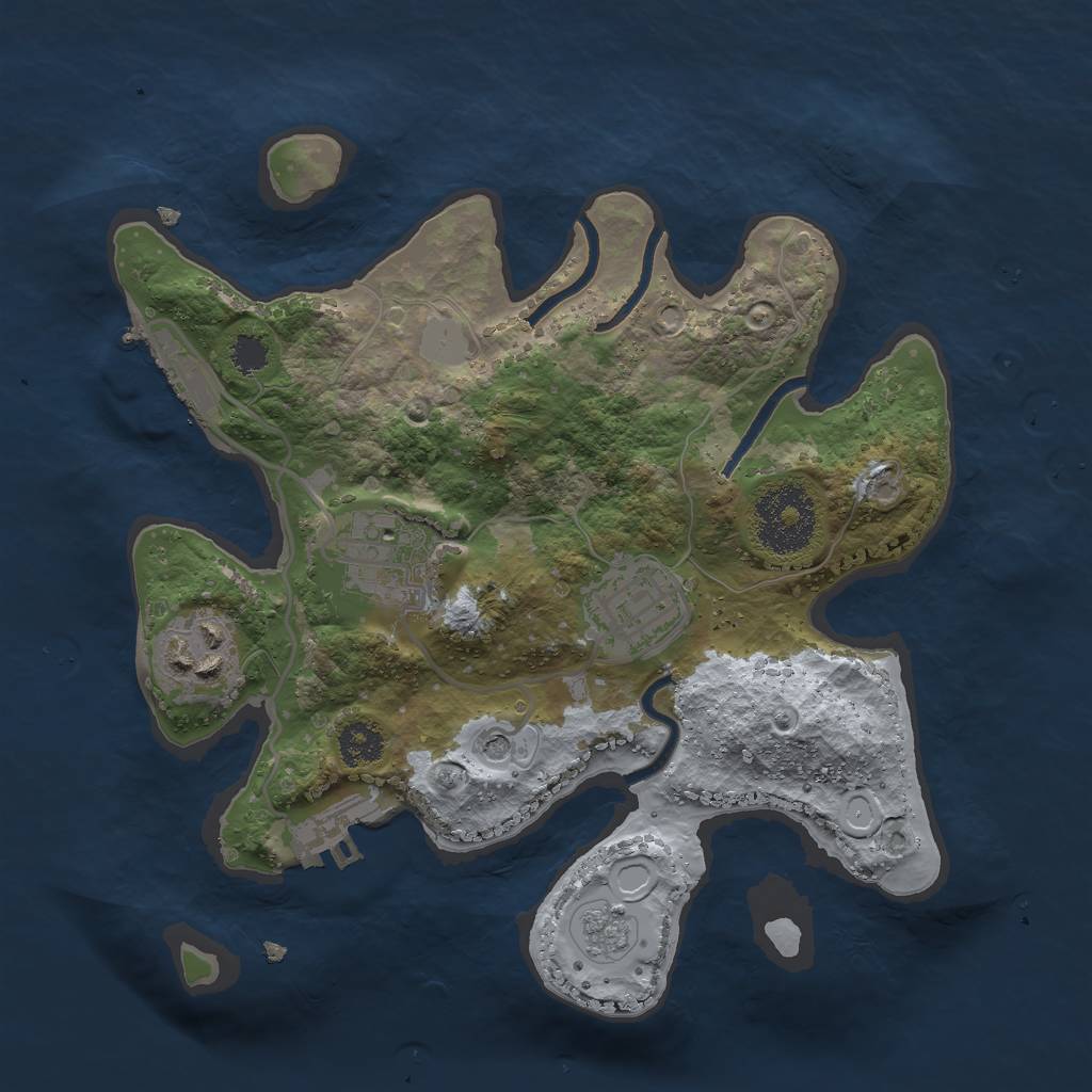 Rust Map: Procedural Map, Size: 2500, Seed: 1553489232, 12 Monuments