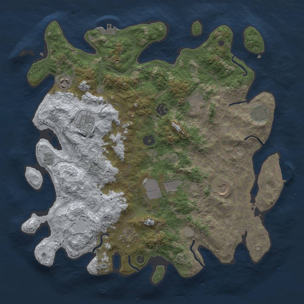 Rust Map: Procedural Map, Size: 4000, Seed: 683579627, 18 Monuments