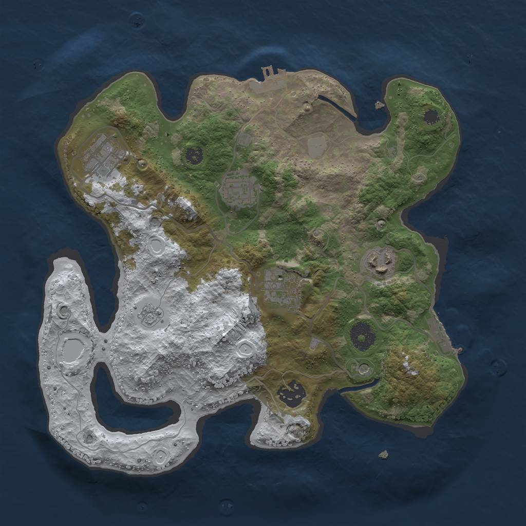 Rust Map: Procedural Map, Size: 3000, Seed: 1085299693, 14 Monuments