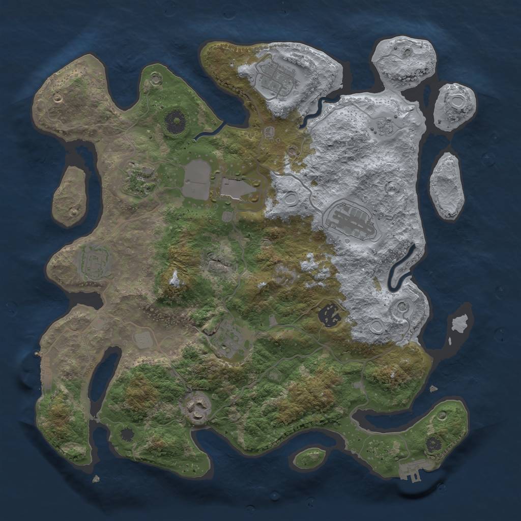 Rust Map: Procedural Map, Size: 3500, Seed: 131752126, 17 Monuments