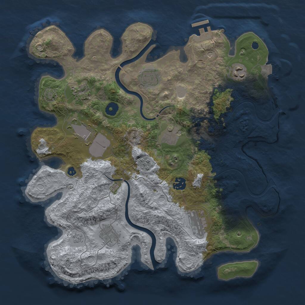 Rust Map: Procedural Map, Size: 3500, Seed: 3233321, 14 Monuments