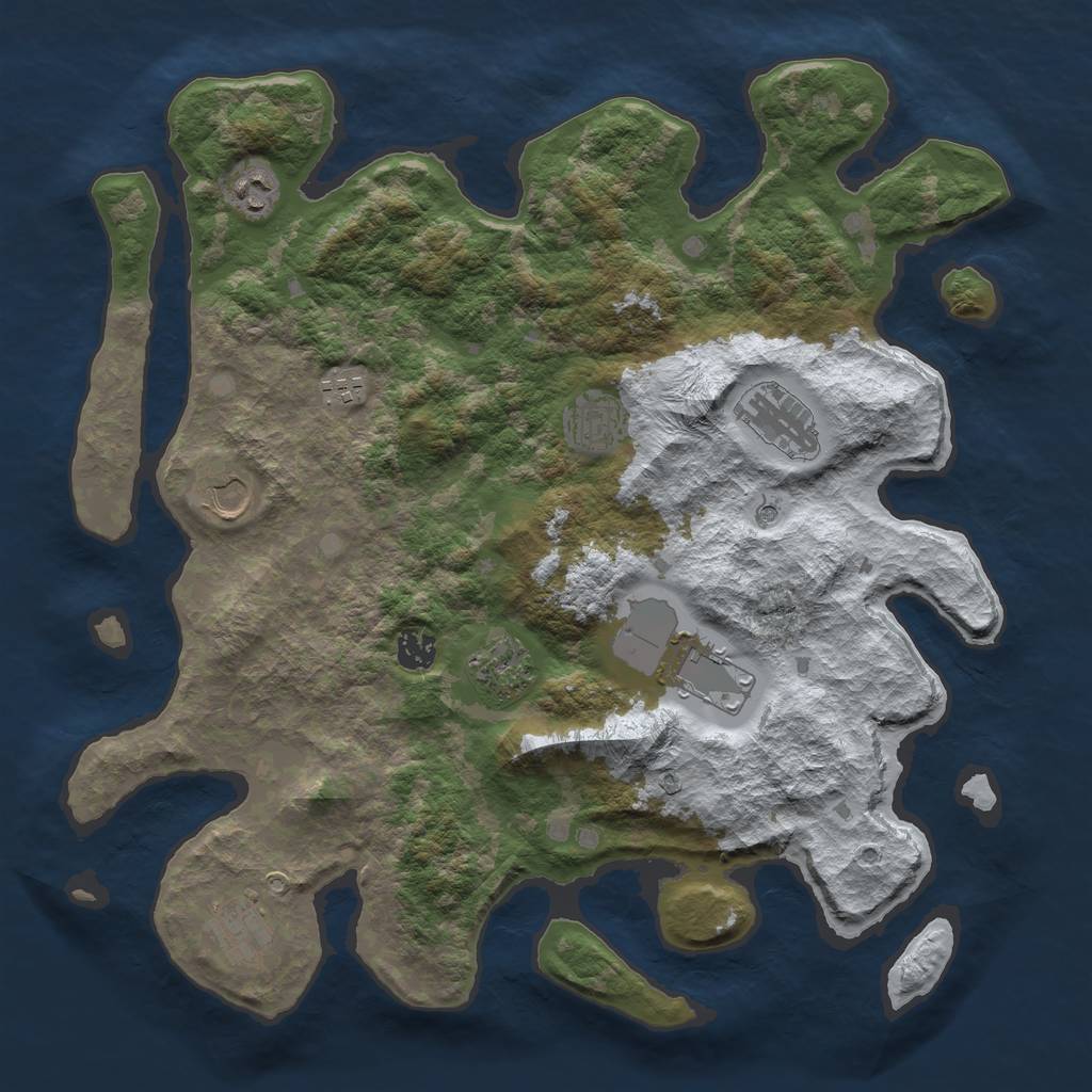 Rust Map: Barren, Size: 4000, Seed: 1029897, 12 Monuments
