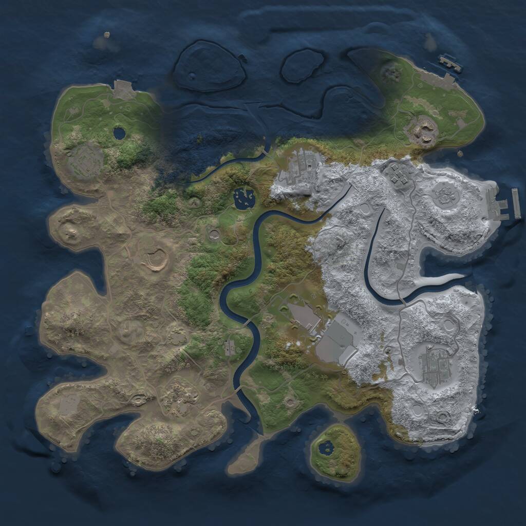 Rust Map: Procedural Map, Size: 3500, Seed: 1166049751, 15 Monuments