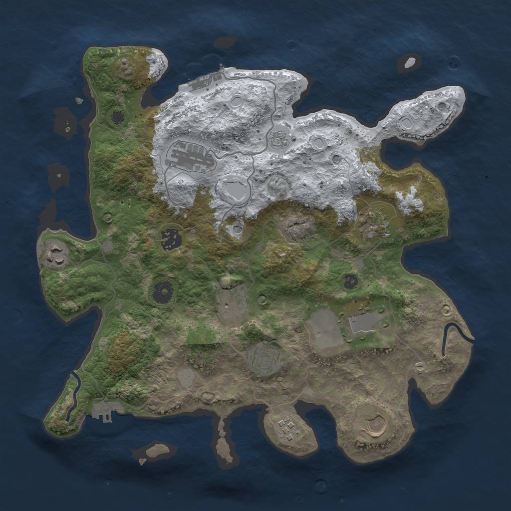 Rust Map: Procedural Map, Size: 3500, Seed: 1515416401, 18 Monuments