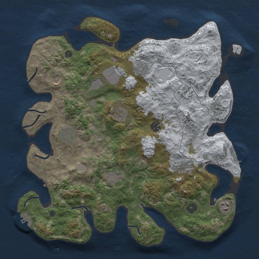 Rust Map: Procedural Map, Size: 3850, Seed: 2112745410, 20 Monuments