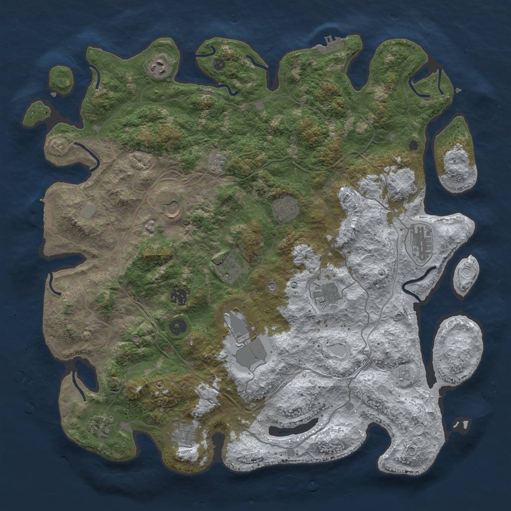 Rust Map: Procedural Map, Size: 4500, Seed: 4012023, 20 Monuments