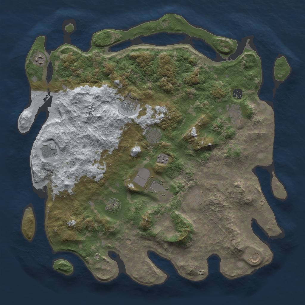 Rust Map: Barren, Size: 4500, Seed: 2, 14 Monuments