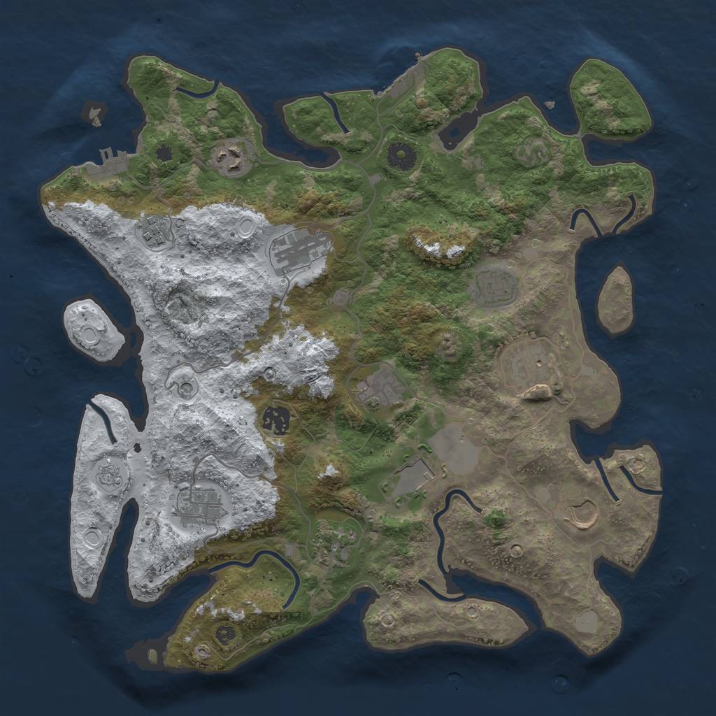 Rust Map: Procedural Map, Size: 3700, Seed: 1104112446, 20 Monuments