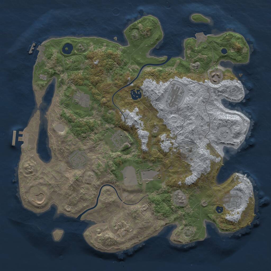 Rust Map: Procedural Map, Size: 3700, Seed: 1383282477, 16 Monuments
