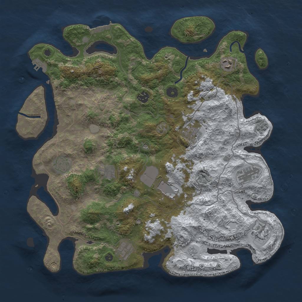 Rust Map: Procedural Map, Size: 4000, Seed: 305056973, 19 Monuments