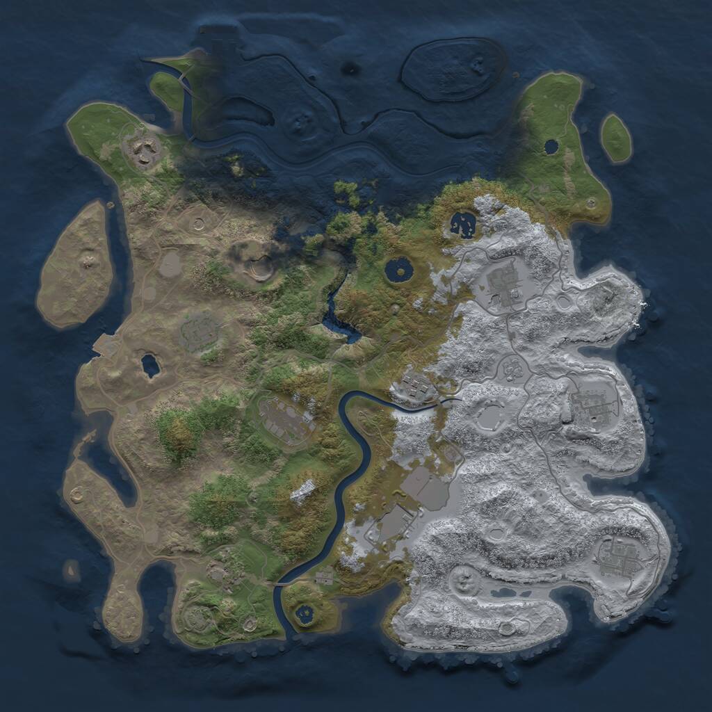 Rust Map: Procedural Map, Size: 4000, Seed: 305056973, 16 Monuments