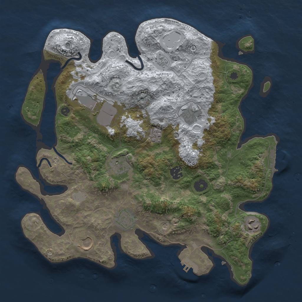 Rust Map: Procedural Map, Size: 3500, Seed: 807036661, 17 Monuments