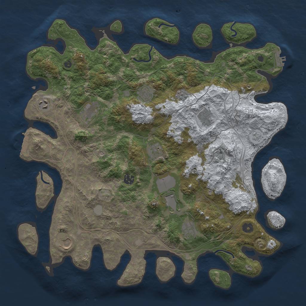 Rust Map: Procedural Map, Size: 4250, Seed: 1821073490, 19 Monuments