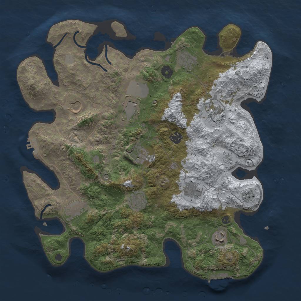 Rust Map: Procedural Map, Size: 3750, Seed: 1020850944, 20 Monuments