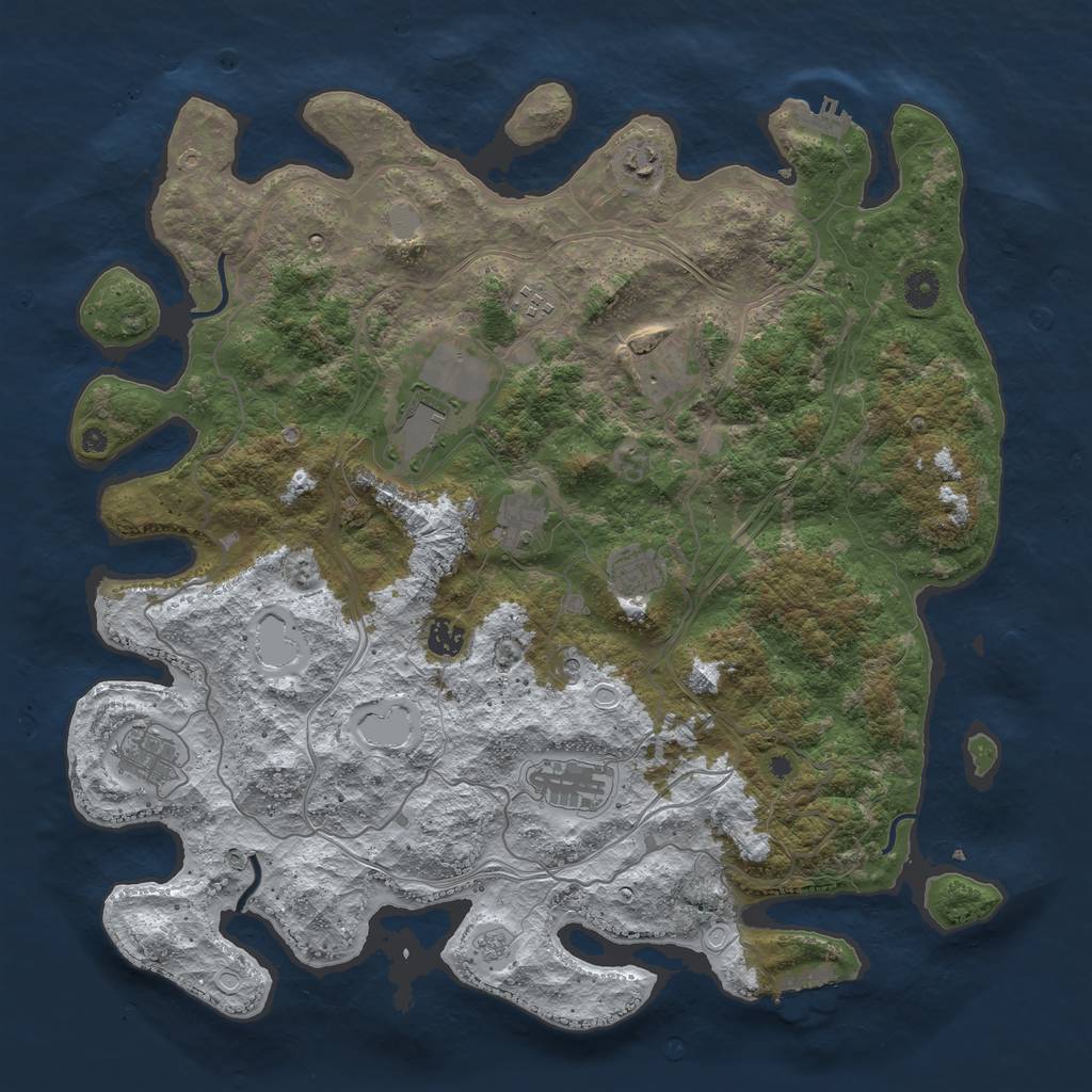 Rust Map: Procedural Map, Size: 4350, Seed: 1371594104, 18 Monuments
