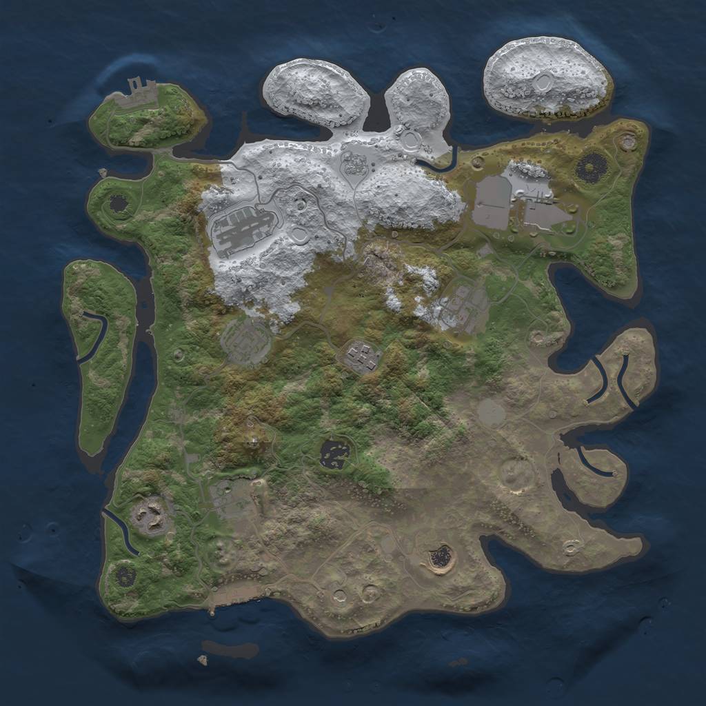 Rust Map: Procedural Map, Size: 3500, Seed: 1213442794, 18 Monuments