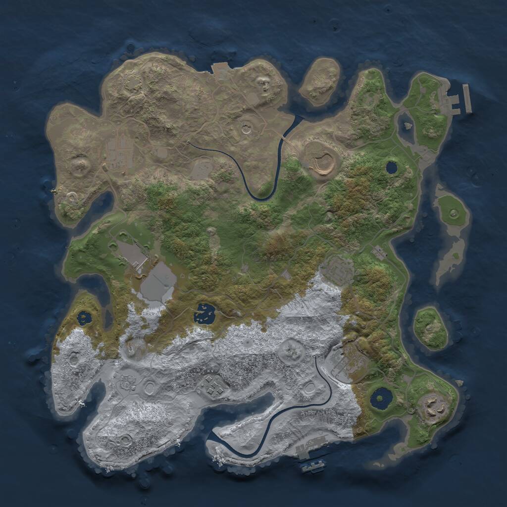 Rust Map: Procedural Map, Size: 3500, Seed: 23742875, 14 Monuments