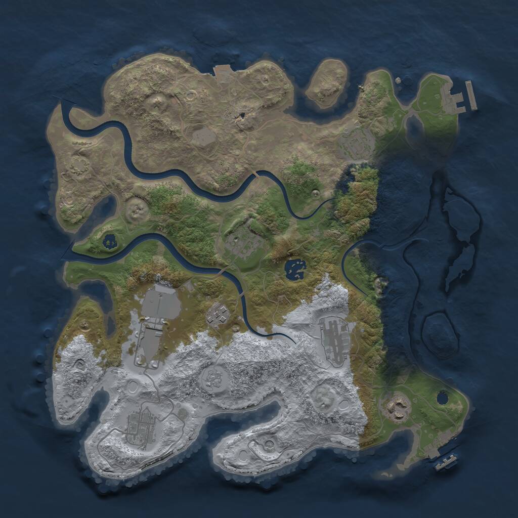 Rust Map: Procedural Map, Size: 3500, Seed: 23742875, 14 Monuments