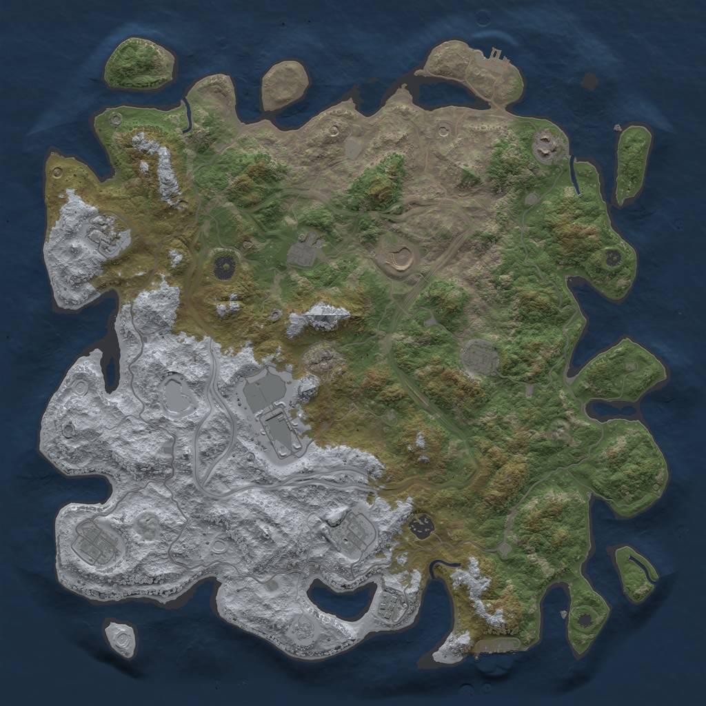 Rust Map: Procedural Map, Size: 4500, Seed: 2122958746, 19 Monuments