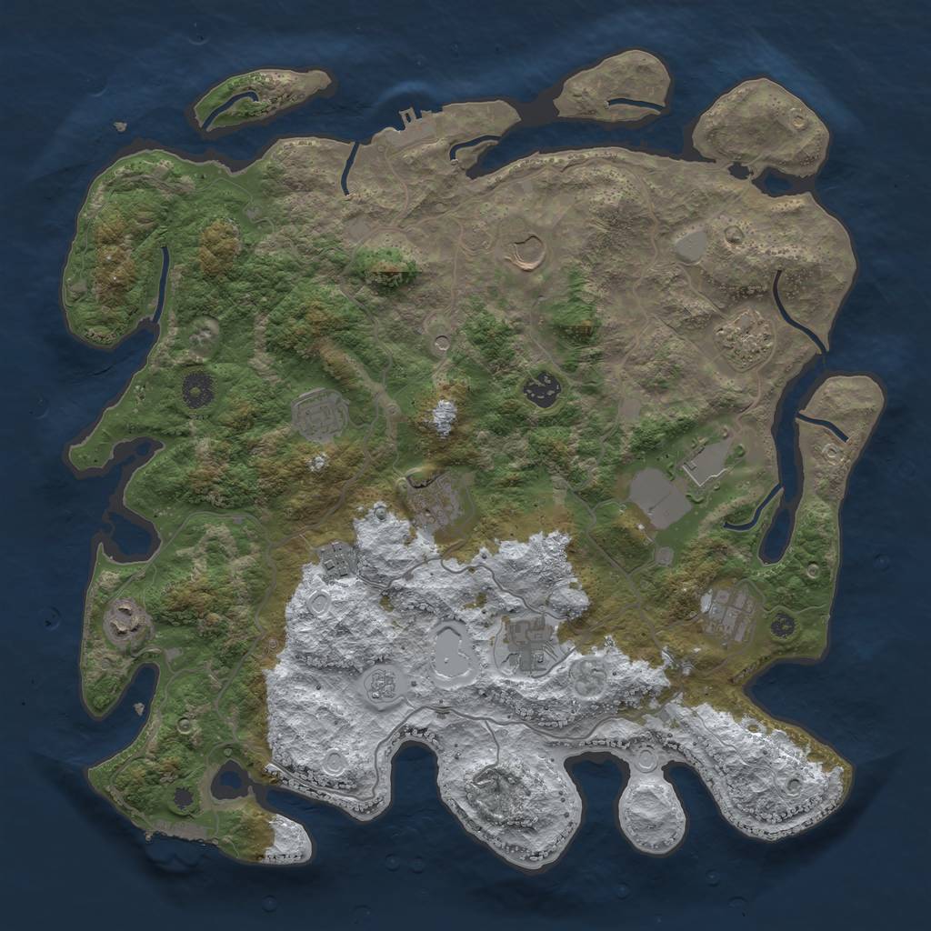 Rust Map: Procedural Map, Size: 4000, Seed: 985973, 19 Monuments