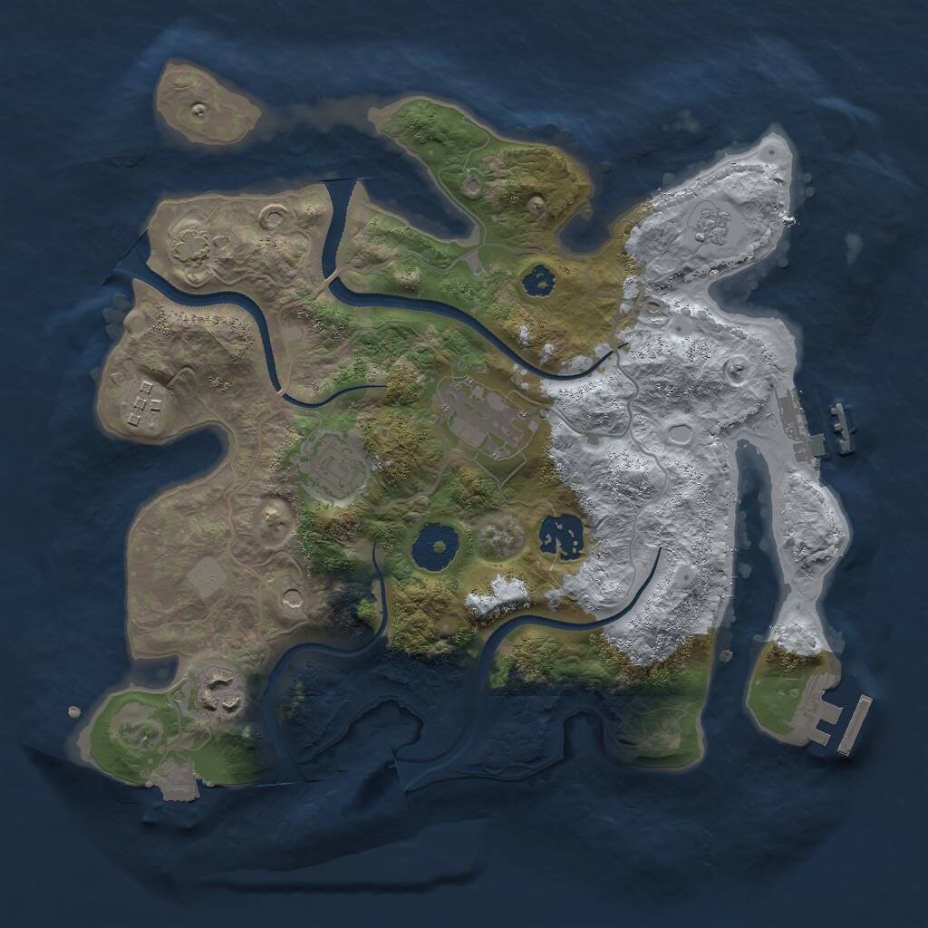 Rust Map: Procedural Map, Size: 3000, Seed: 2059397741, 11 Monuments