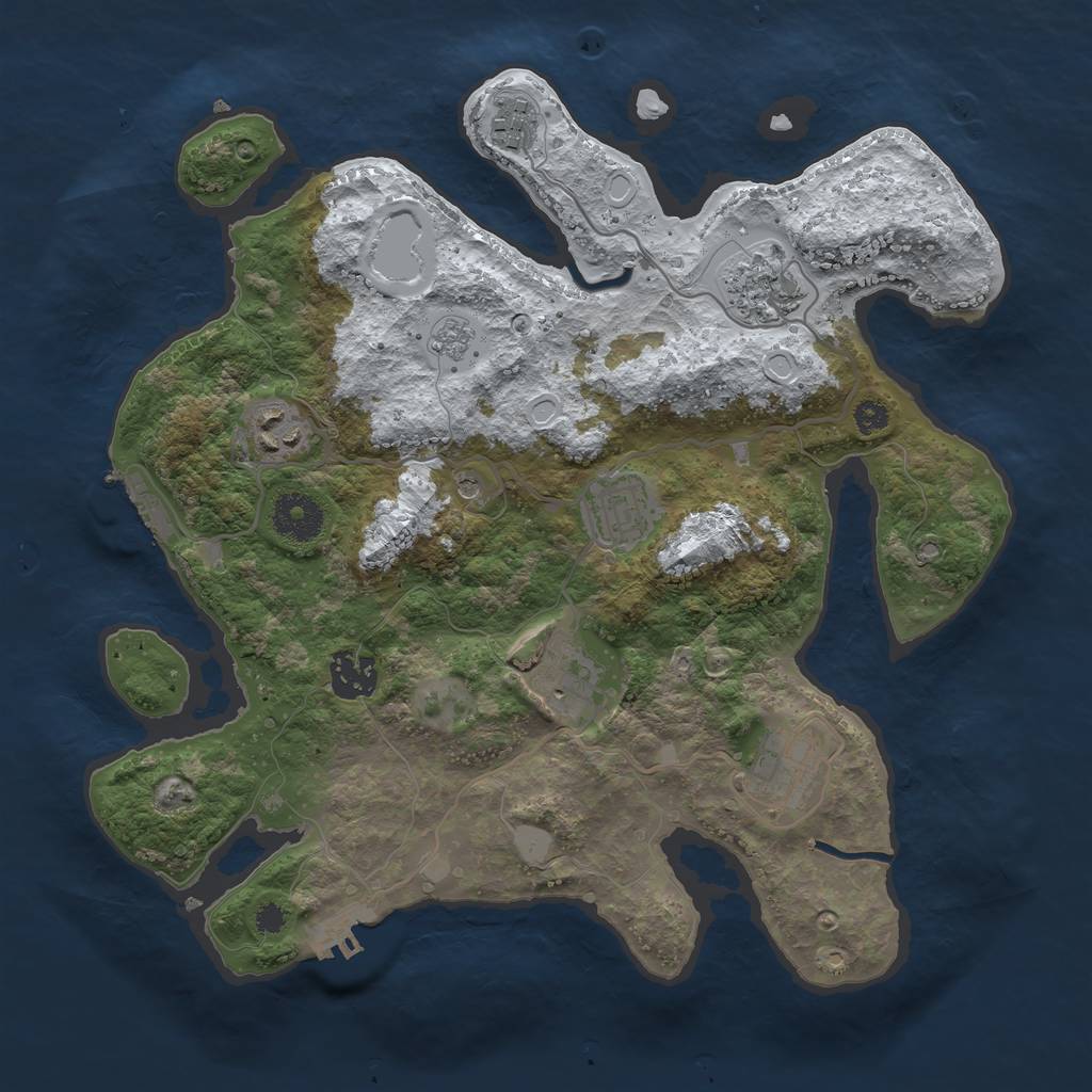Rust Map: Procedural Map, Size: 3300, Seed: 133, 16 Monuments