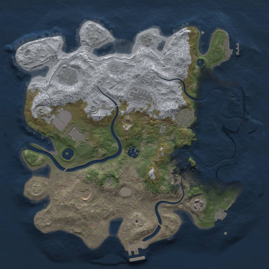 Rust Map: Procedural Map, Size: 3500, Seed: 2078660963, 14 Monuments