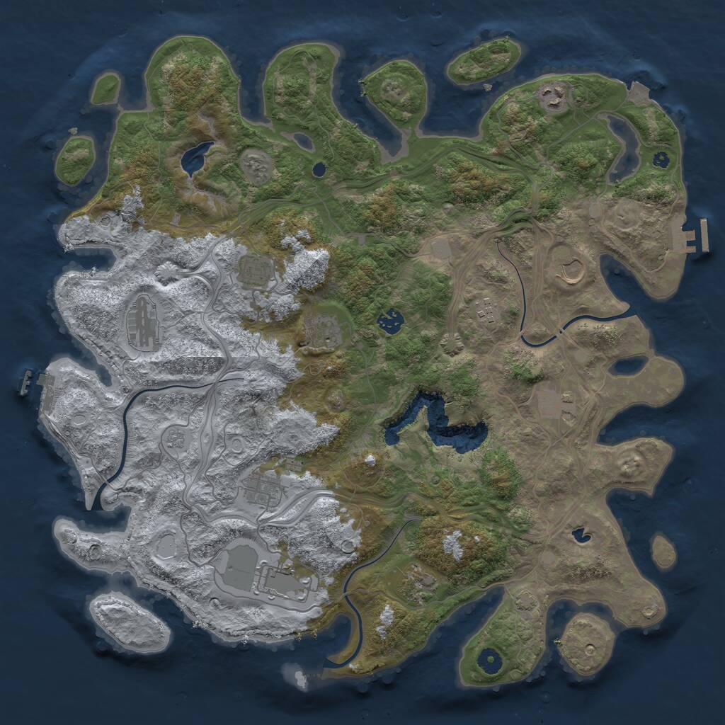 Rust Map: Procedural Map, Size: 4400, Seed: 999974305, 17 Monuments