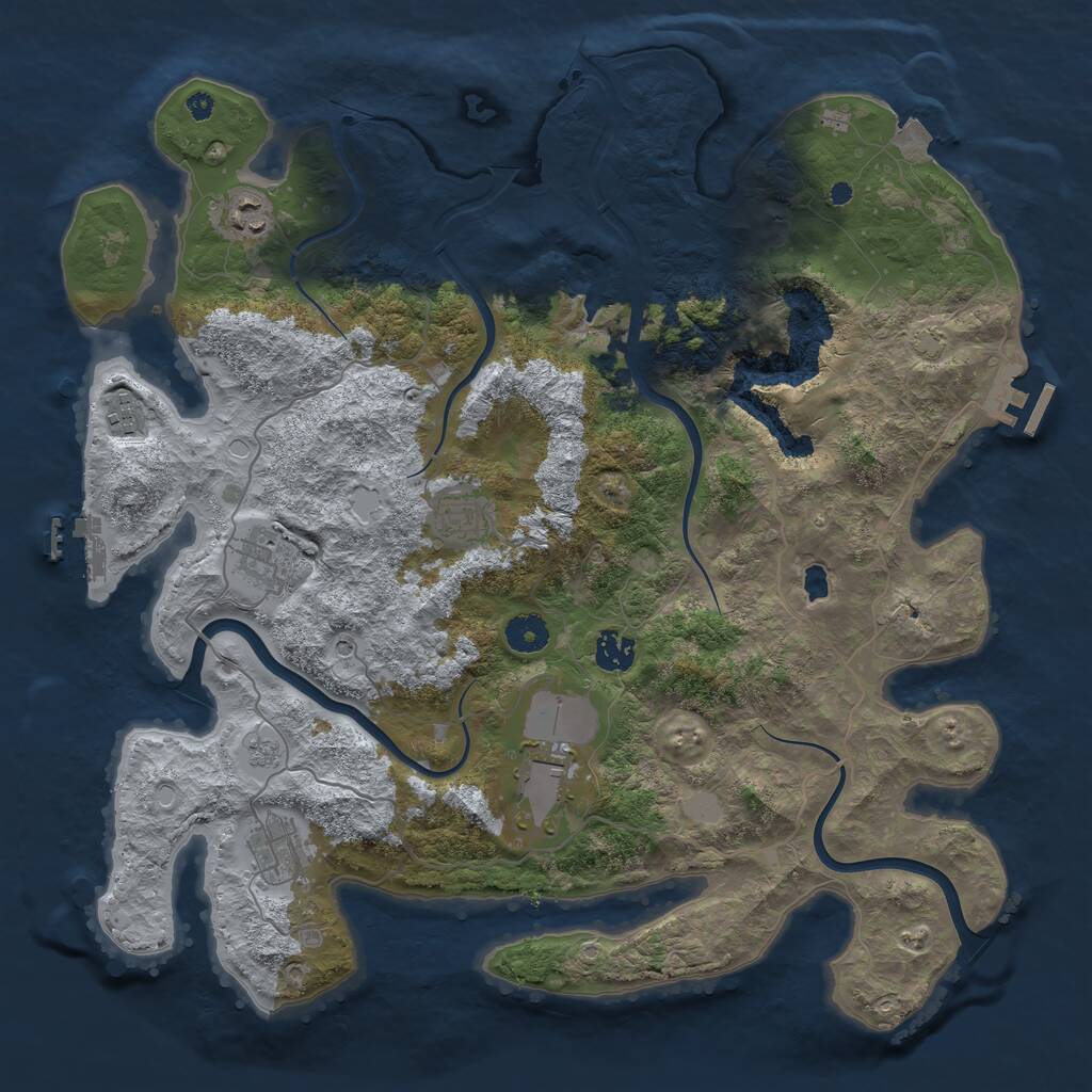 Rust Map: Procedural Map, Size: 4000, Seed: 534939, 13 Monuments