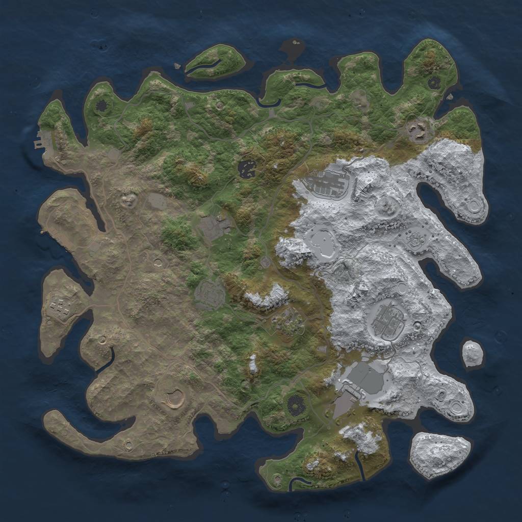 Rust Map: Procedural Map, Size: 4000, Seed: 1424589544, 19 Monuments