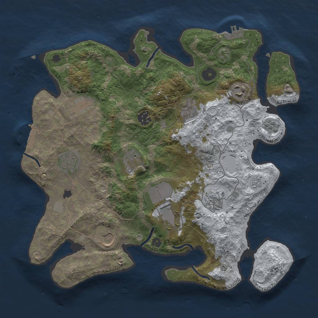 Rust Map: Procedural Map, Size: 3500, Seed: 337385369, 19 Monuments