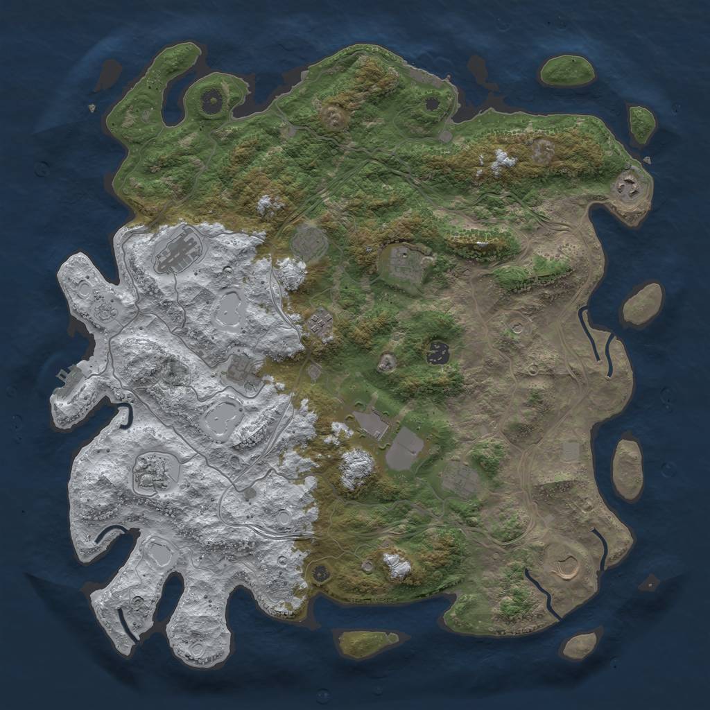Rust Map: Procedural Map, Size: 4500, Seed: 1248027591, 20 Monuments