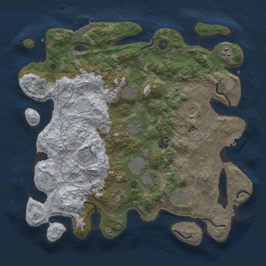 Rust Map: Procedural Map, Size: 4000, Seed: 997263485, 19 Monuments