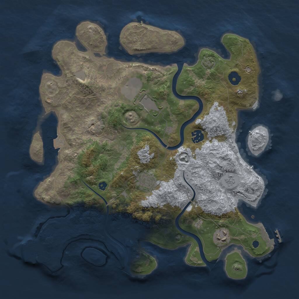 Rust Map: Procedural Map, Size: 3500, Seed: 12381, 9 Monuments