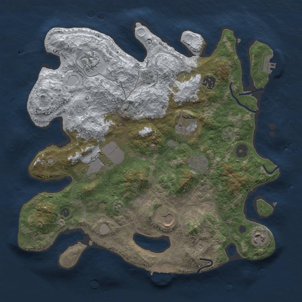 Rust Map: Procedural Map, Size: 3500, Seed: 1170643810, 17 Monuments