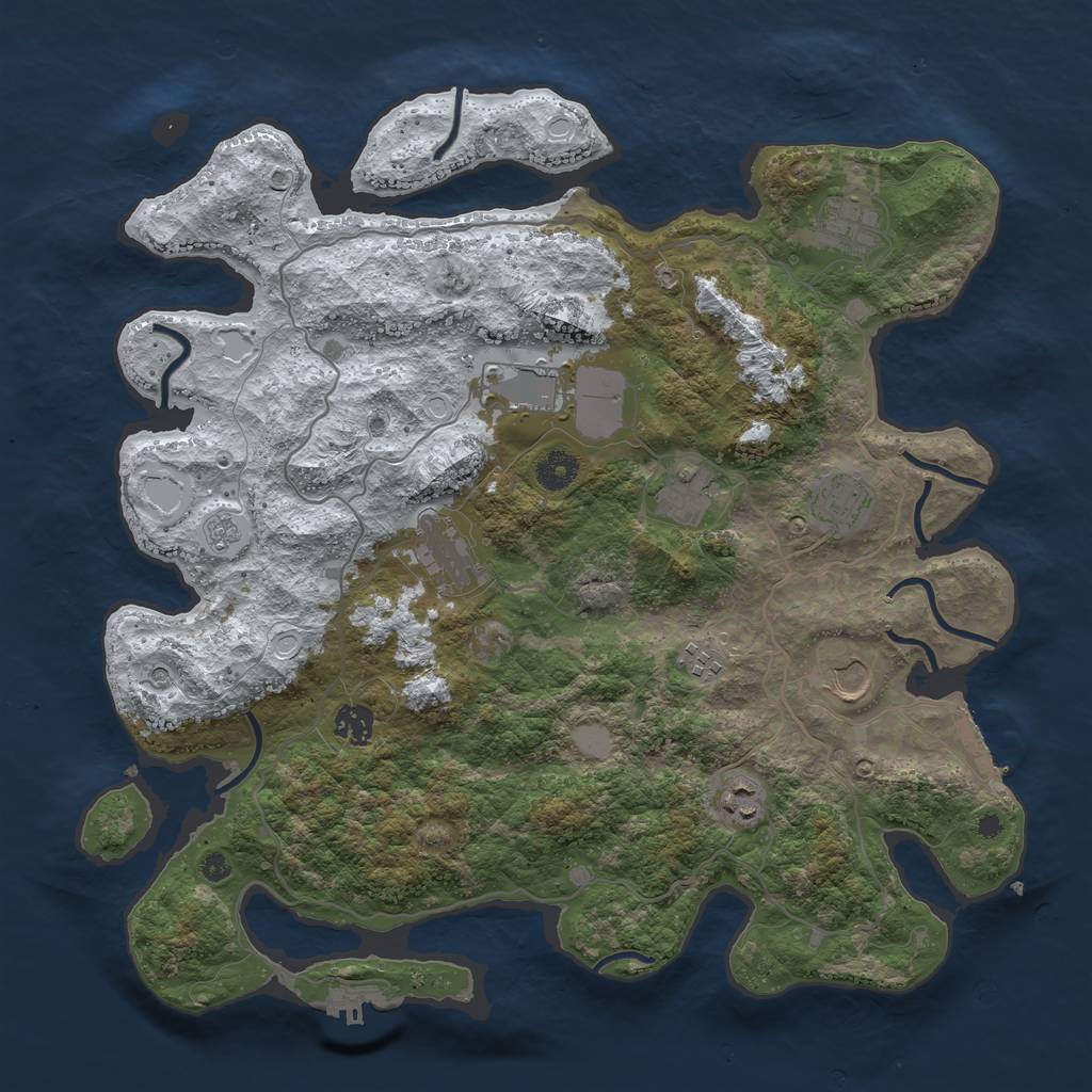 Rust Map: Procedural Map, Size: 4000, Seed: 32657, 18 Monuments