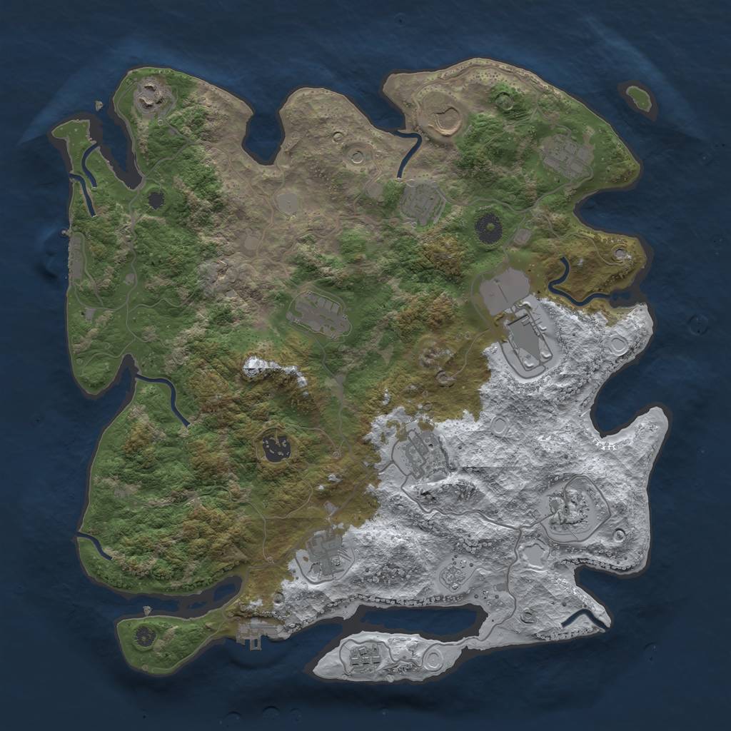 Rust Map: Procedural Map, Size: 3850, Seed: 52786428, 20 Monuments