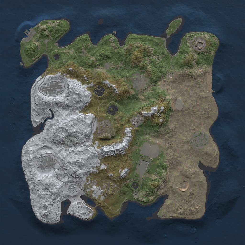 Rust Map: Procedural Map, Size: 3500, Seed: 649427238, 20 Monuments