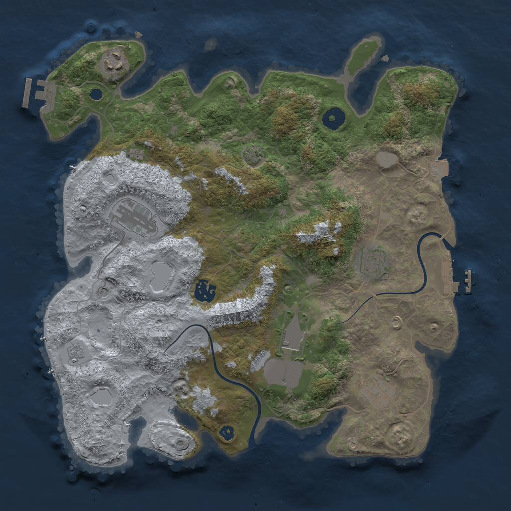 Rust Map: Procedural Map, Size: 3500, Seed: 649427238, 12 Monuments