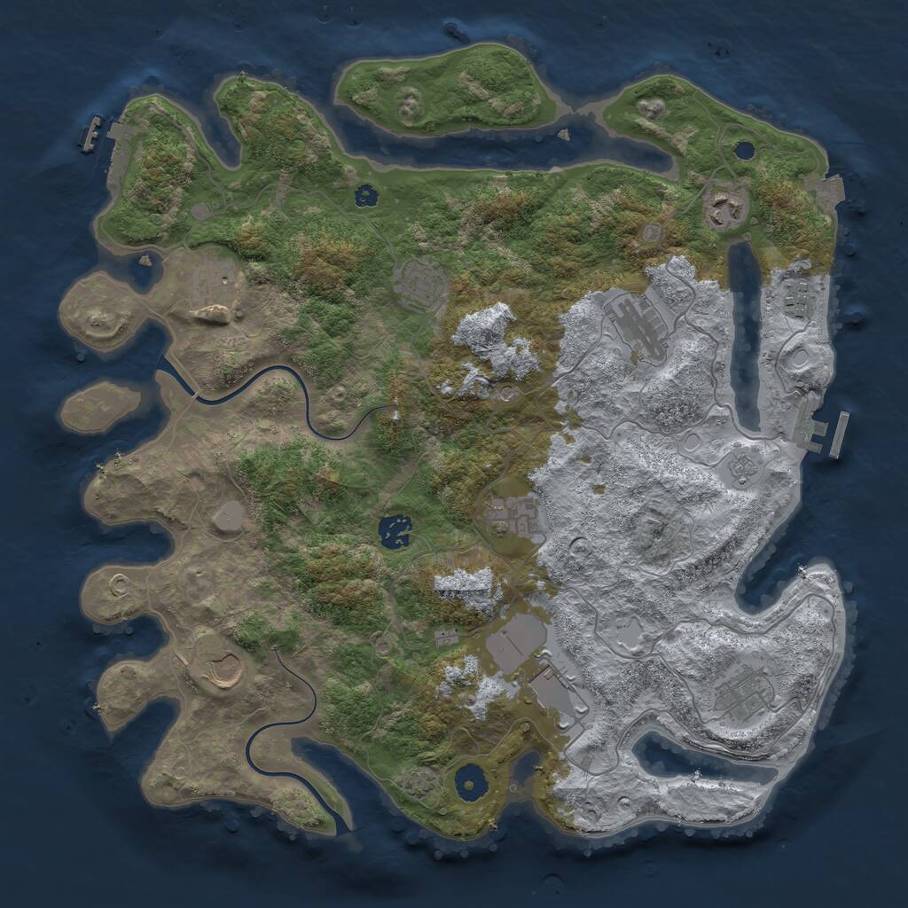 Rust Map: Procedural Map, Size: 3900, Seed: 56736, 16 Monuments
