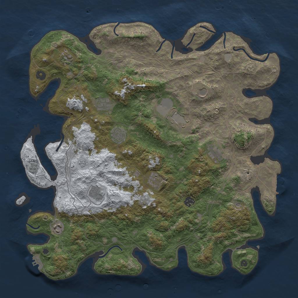 Rust Map: Procedural Map, Size: 4500, Seed: 2005375235, 20 Monuments