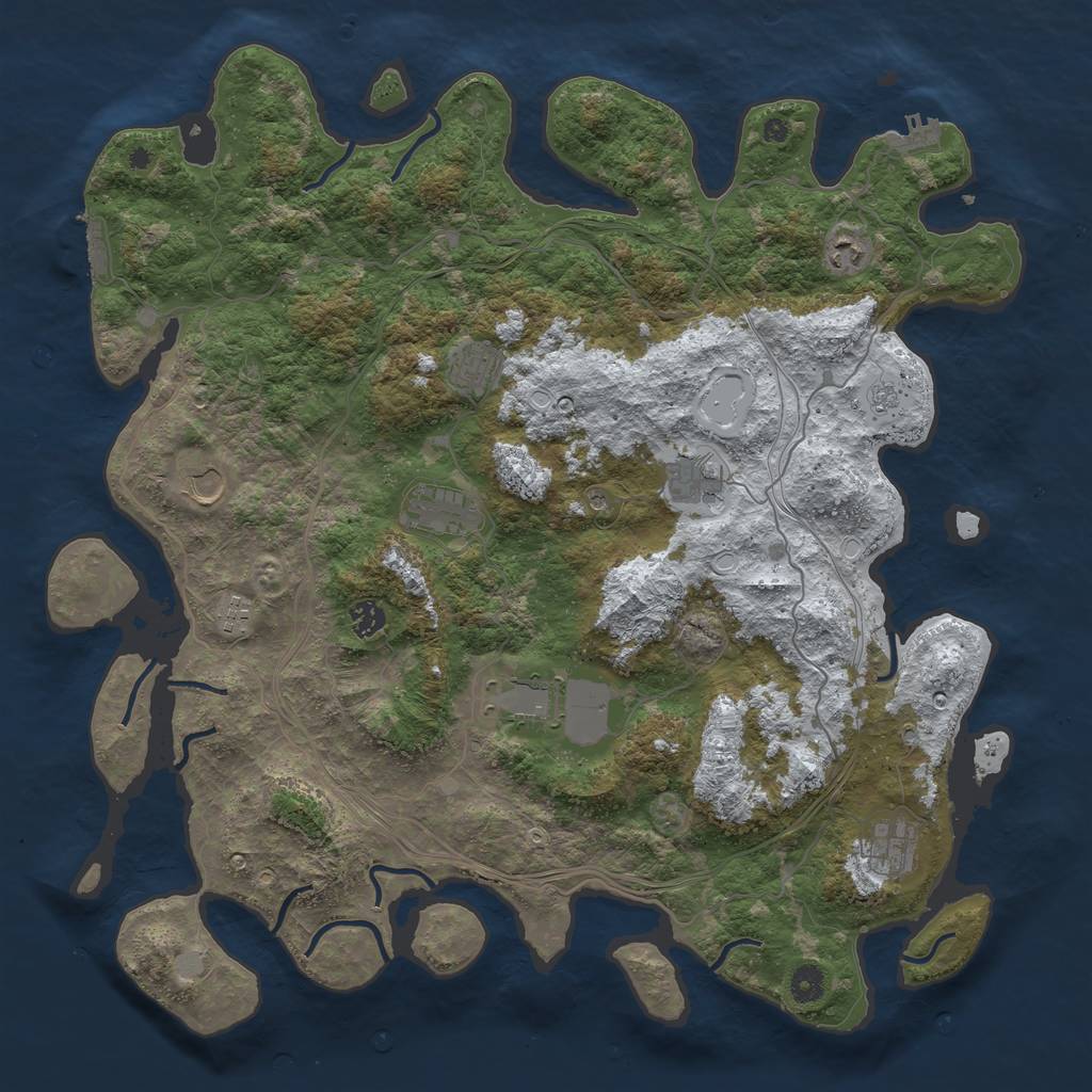 Rust Map: Procedural Map, Size: 4500, Seed: 25469781, 18 Monuments