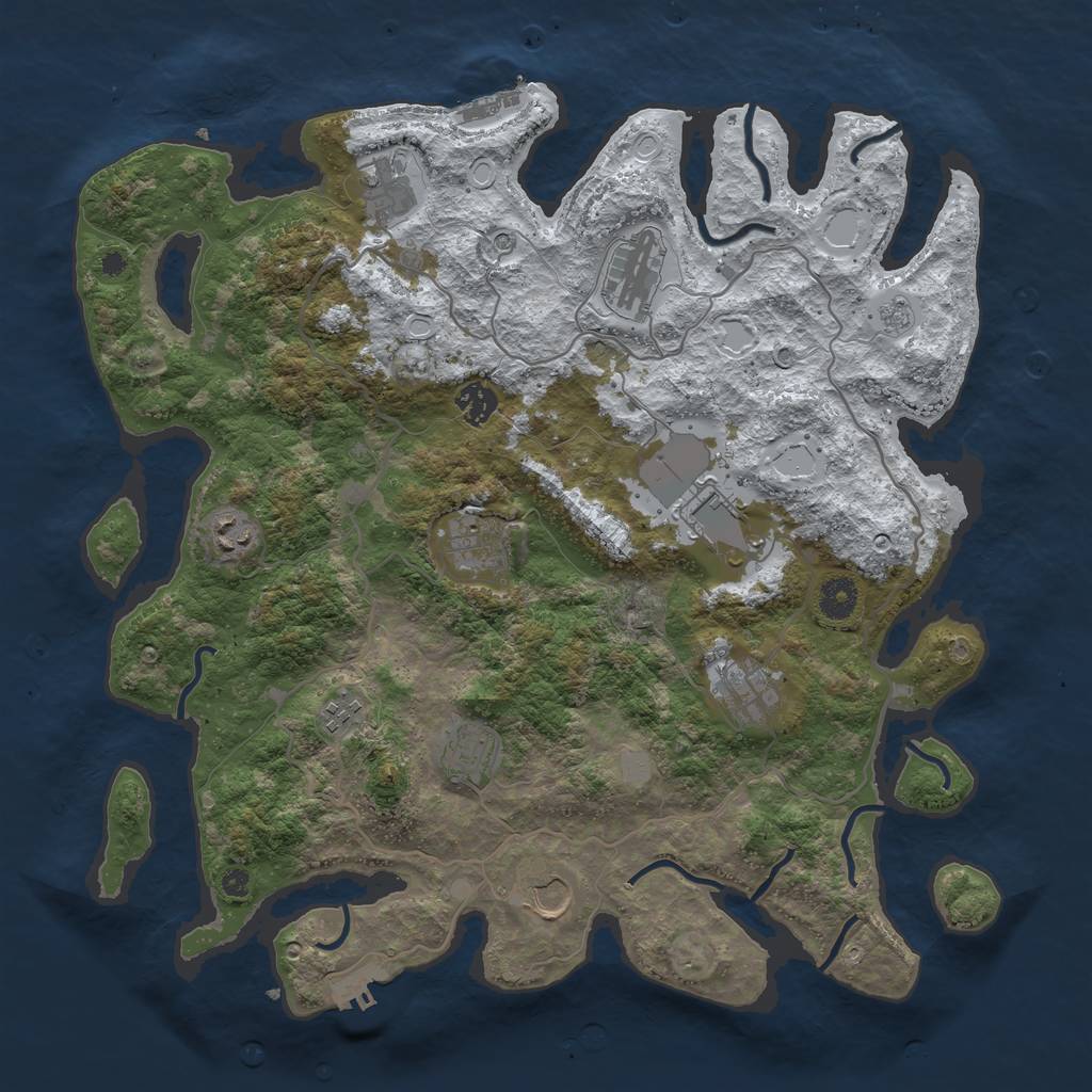 Rust Map: Procedural Map, Size: 4000, Seed: 42000, 19 Monuments