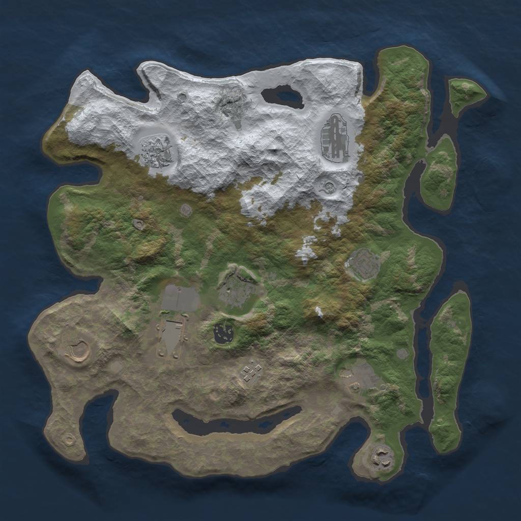 Rust Map: Barren, Size: 3700, Seed: 1049513693, 13 Monuments