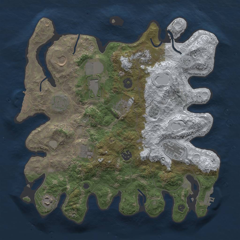 Rust Map: Procedural Map, Size: 3500, Seed: 8456, 19 Monuments
