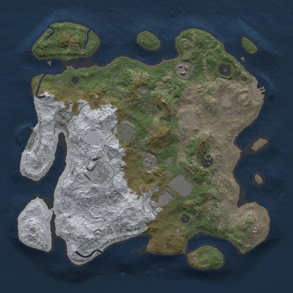 Rust Map: Procedural Map, Size: 3500, Seed: 1816390923, 17 Monuments