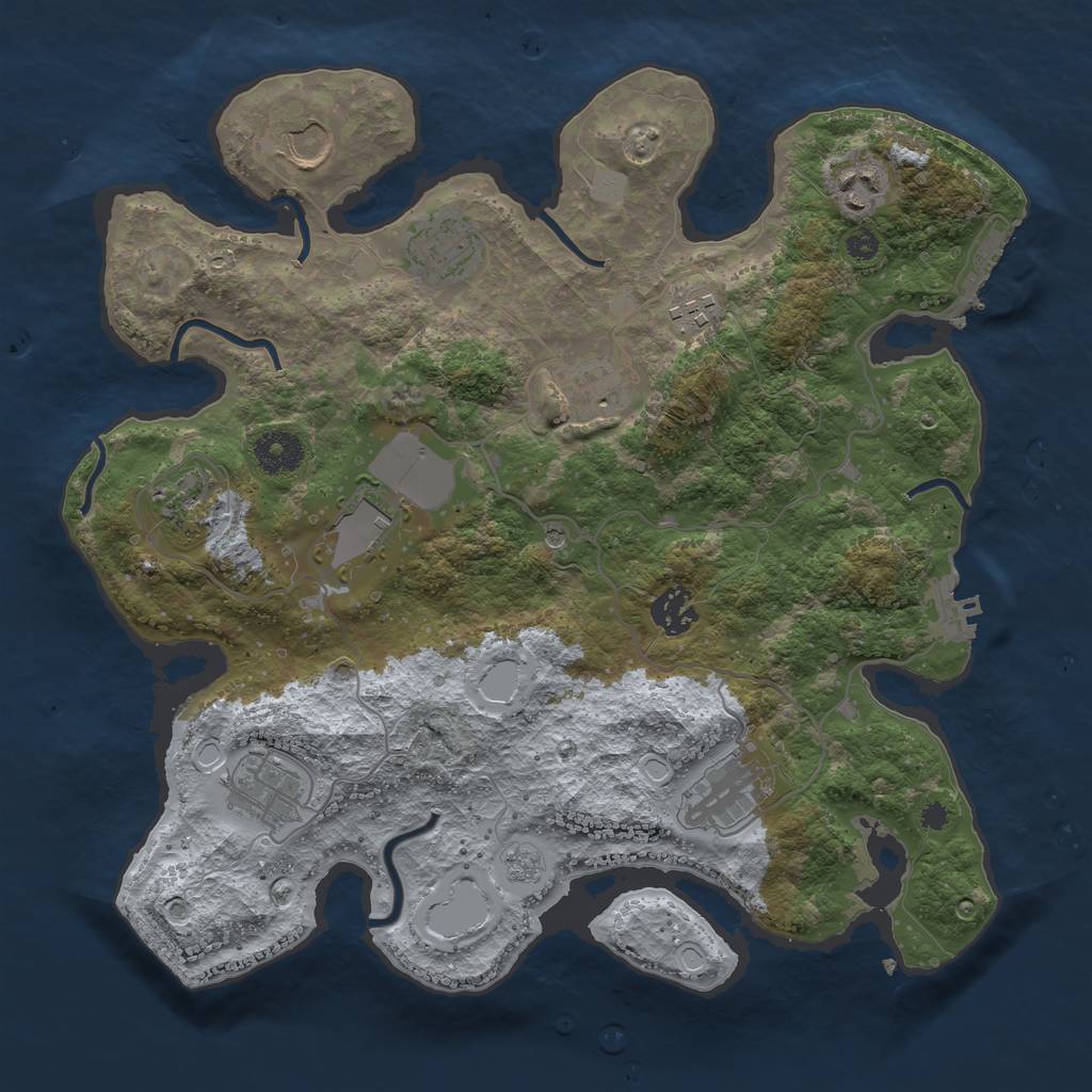 Rust Map: Procedural Map, Size: 3500, Seed: 1958515920, 19 Monuments